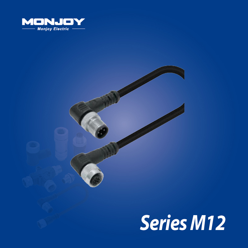 M12*1.0，A標(biāo)準(zhǔn)，彎式，針- M12*1.0，A標(biāo)準(zhǔn)，彎式，孔 屏蔽，澆鑄電纜連接器