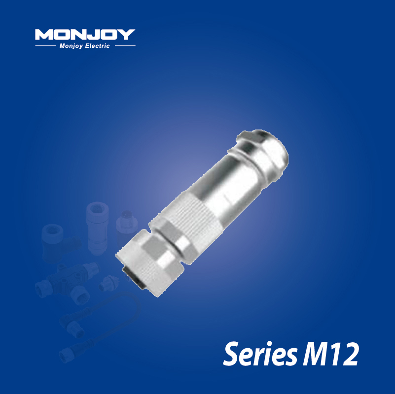 M12*1.0，X標準，直式，孔， 螺釘接線，屏蔽，電纜連接器