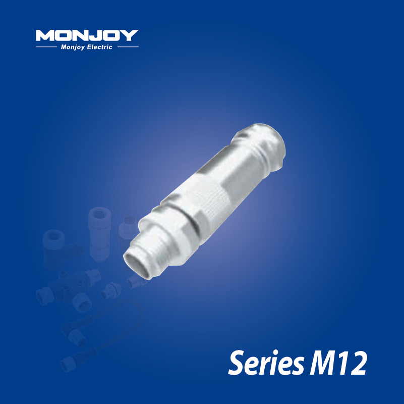M12*1.0，X標準，直式，針， 螺釘接線，屏蔽，電纜連接器