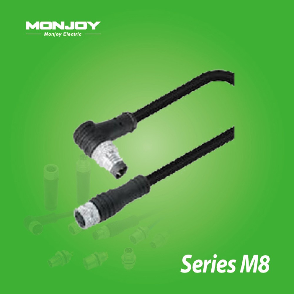 M8*1.0，彎式，針- M8*1.0，直式，孔 屏蔽，澆鑄電纜連接器
