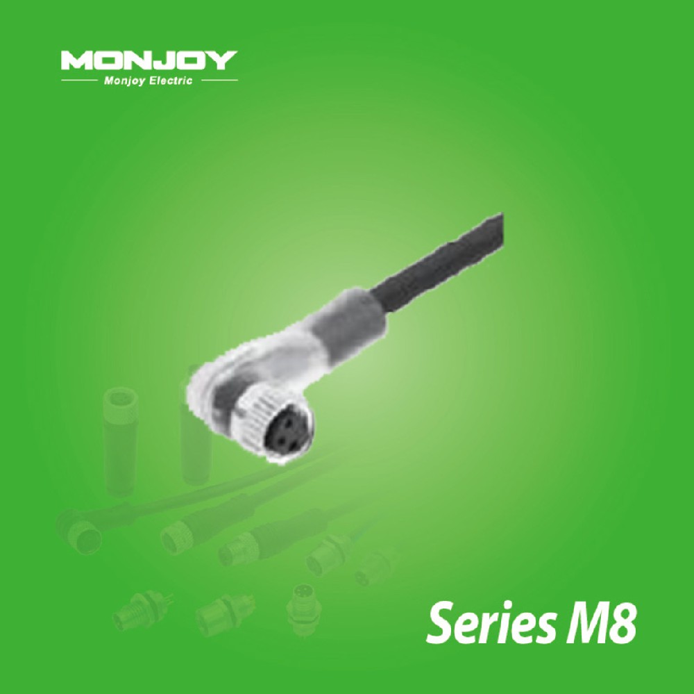 M8*1.0，彎式，孔，澆鑄電纜連接器 LED（PNP)