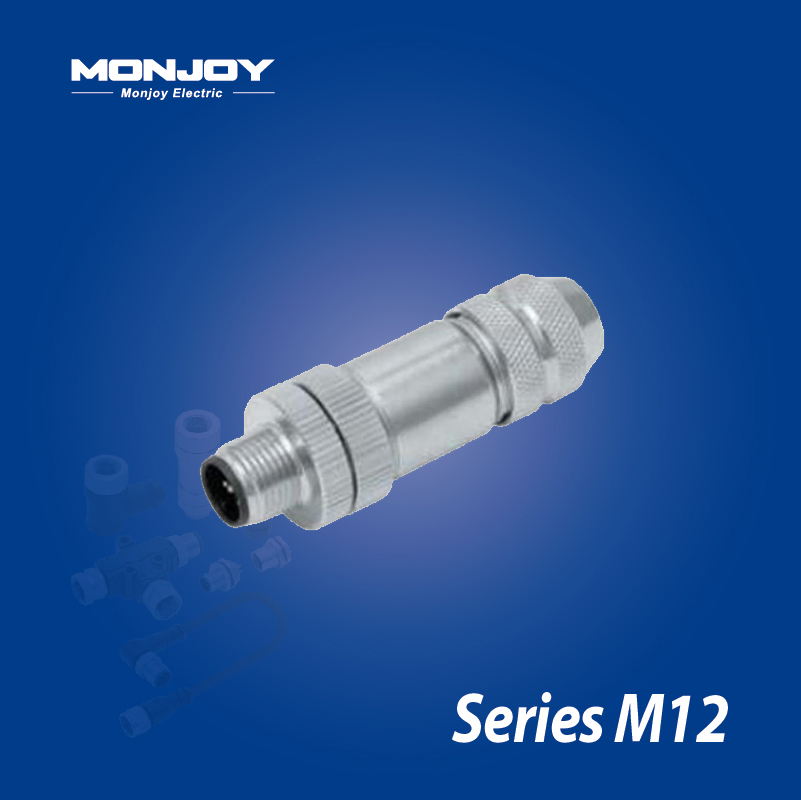 M12*1.0，D標準，直式，針， 螺釘接線，屏蔽，電纜連接器