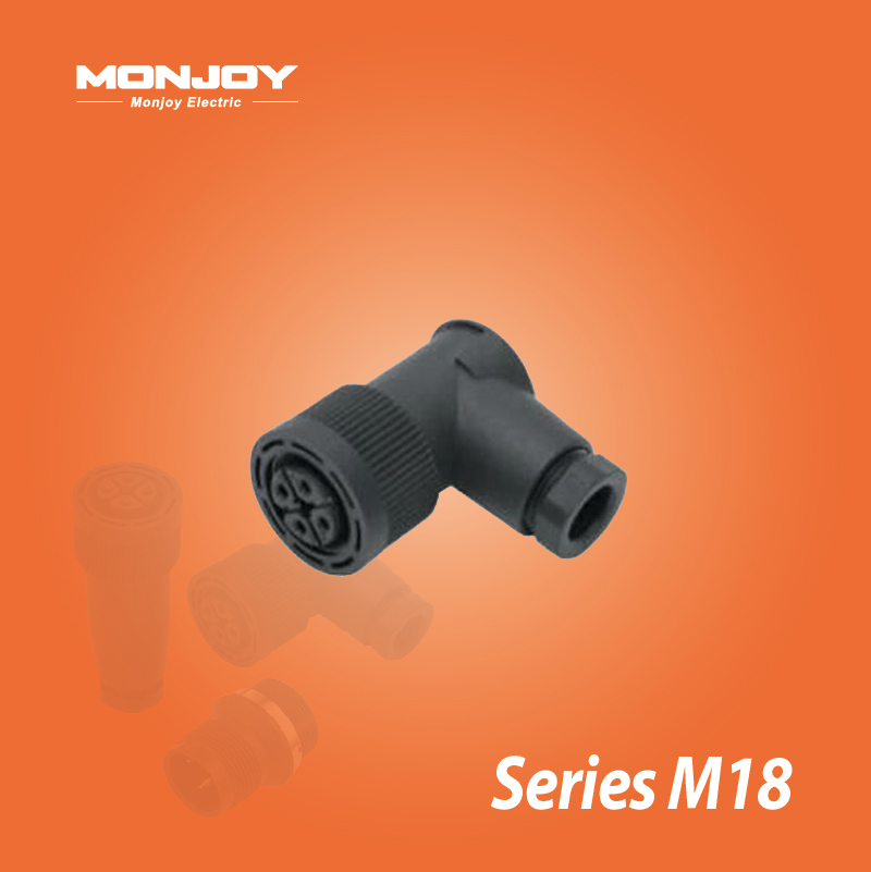 M18*1.0,彎式，孔，螺釘連接, 電纜連接器