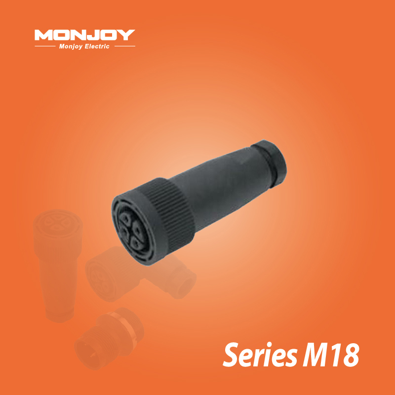 M18*1.0,直式，孔，螺釘連接, 電纜連接器