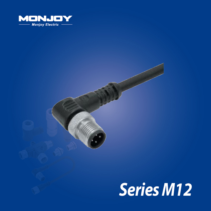 M12*1.0，B標(biāo)準(zhǔn)，彎式，針， 澆鑄電纜連接器