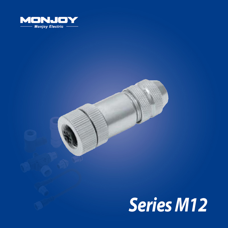 M12*1.0，B標(biāo)準(zhǔn)，直式，孔， 螺釘接線，屏蔽，電纜連接器