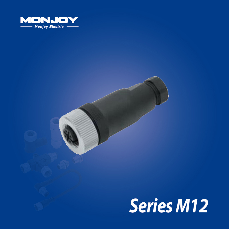 M12*1.0，B標(biāo)準(zhǔn)，直式，孔， 螺釘接線，電纜連接器