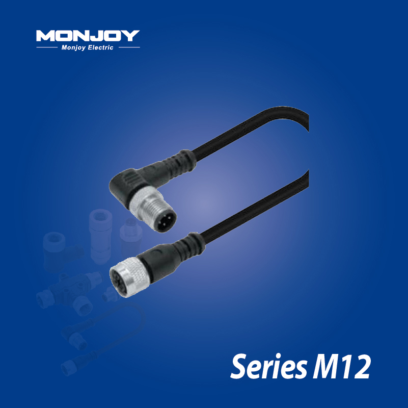 M12*1.0，A標(biāo)準(zhǔn)，彎式，針- M12*1.0，A標(biāo)準(zhǔn)，直式，孔 屏蔽，澆鑄電纜連接器