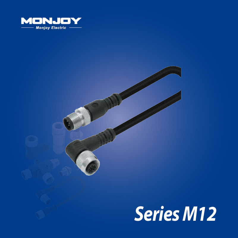 M12*1.0，A標(biāo)準(zhǔn)，直式，針- M12*1.0，A標(biāo)準(zhǔn)，彎式，孔 屏蔽，澆鑄電纜連接器