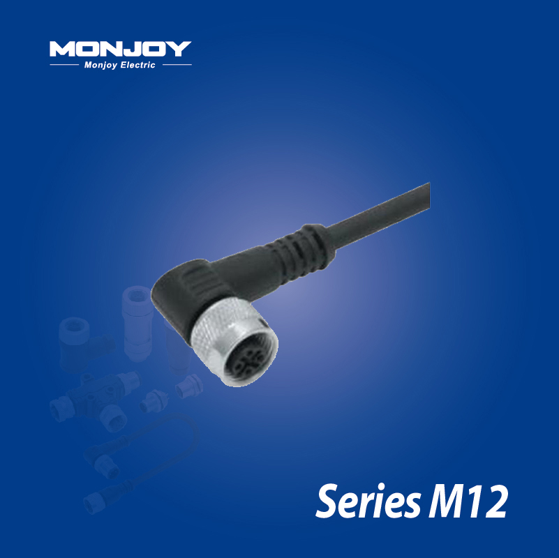 M12*1.0，A標(biāo)準(zhǔn)，彎式，孔， 屏蔽，澆鑄電纜連接器