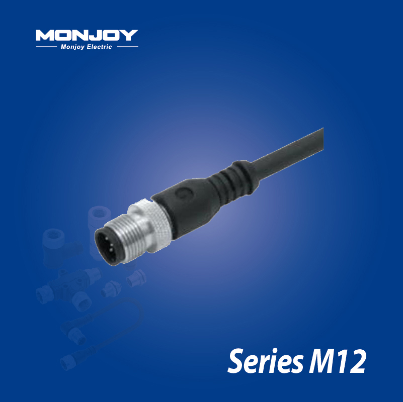 M12*1.0，A標(biāo)準(zhǔn)，直式，針， 屏蔽，澆鑄電纜連接器