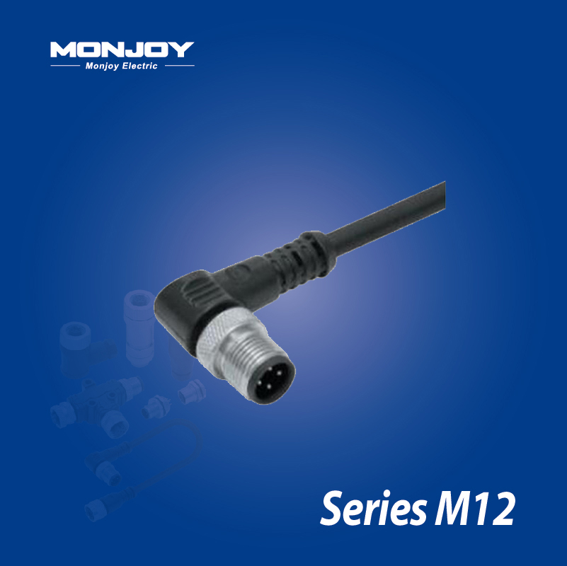 M12*1.0，A標(biāo)準(zhǔn)，彎式，針， 澆鑄電纜連接器