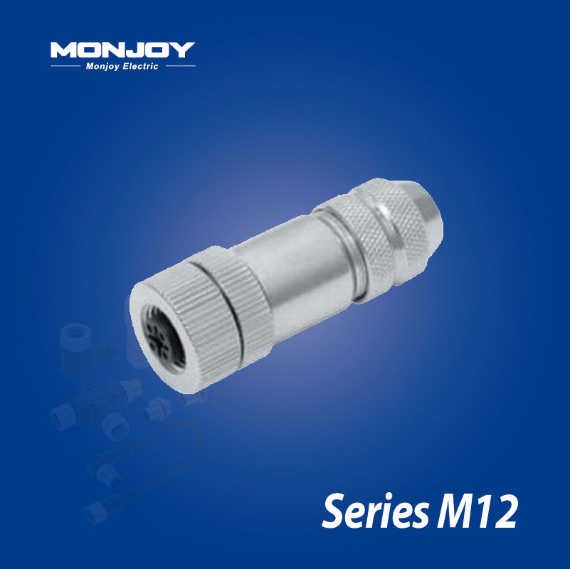 M12*1.0，A標(biāo)準(zhǔn)，直式，孔， 螺釘接線，屏蔽，電纜連接器