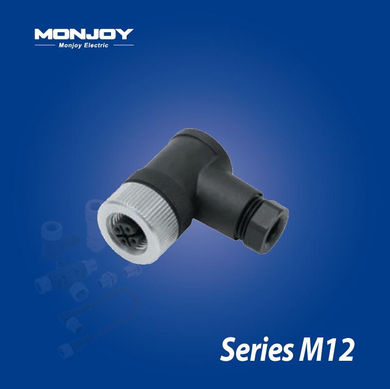 M12*1.0，A標(biāo)準(zhǔn)，彎式，孔， 螺釘接線，電纜連接器