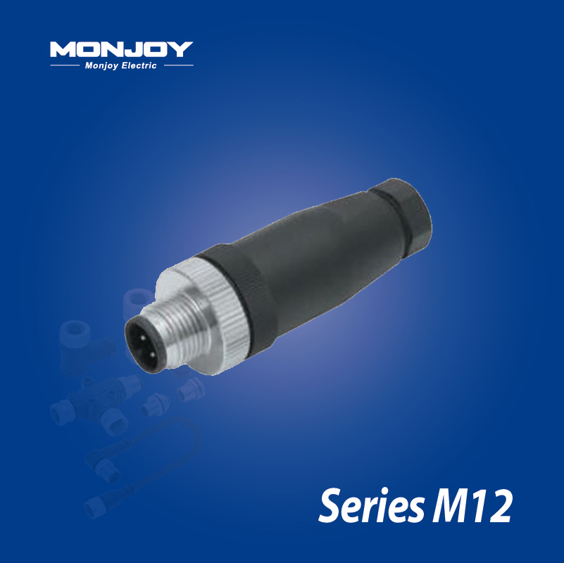 M12*1.0，A標(biāo)準(zhǔn)，直式，針， 螺釘接線，電纜連接器